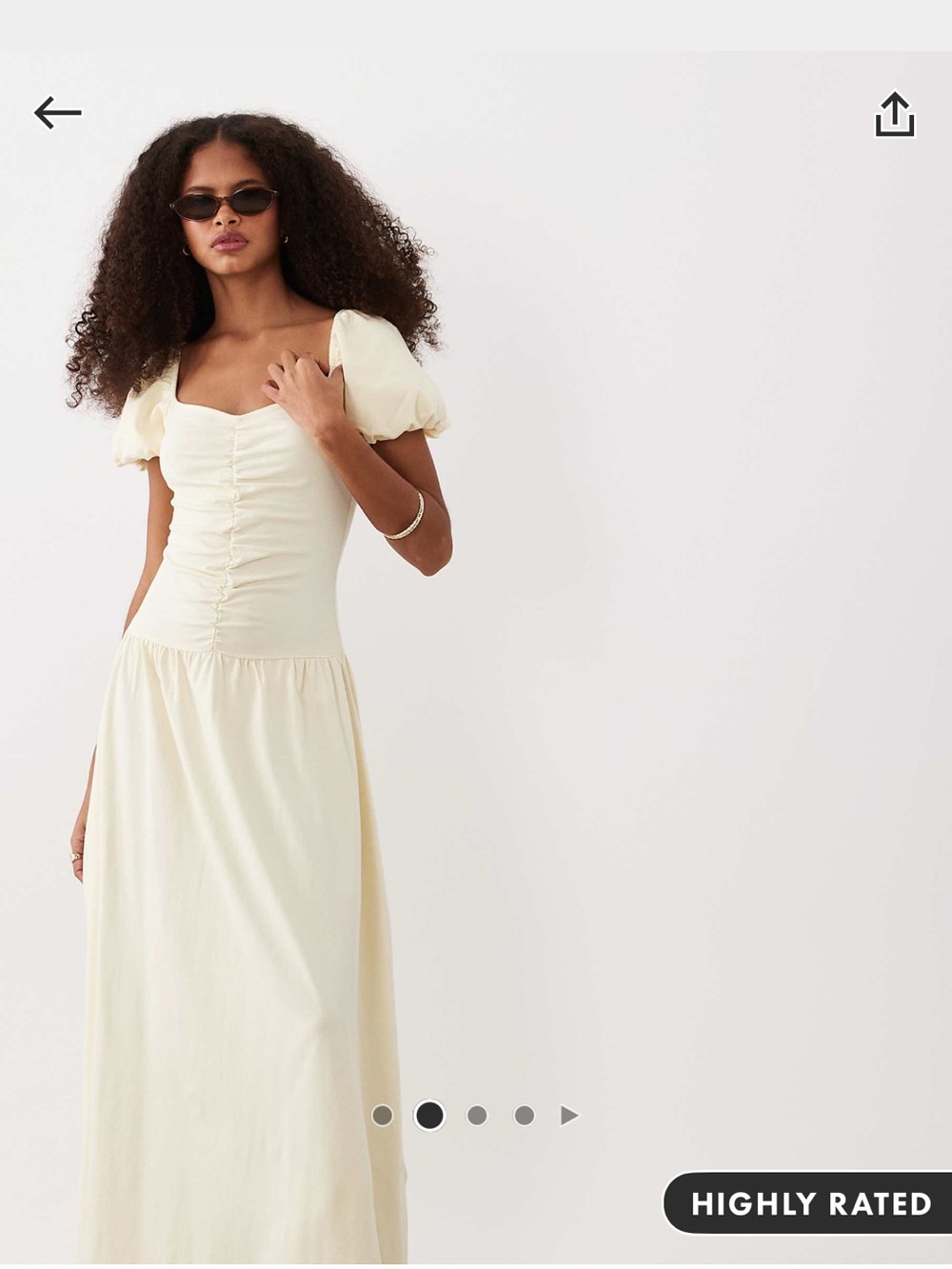 ASOS Buttermilk Puff-Sleeve Square-Neck Midi Dress NWT